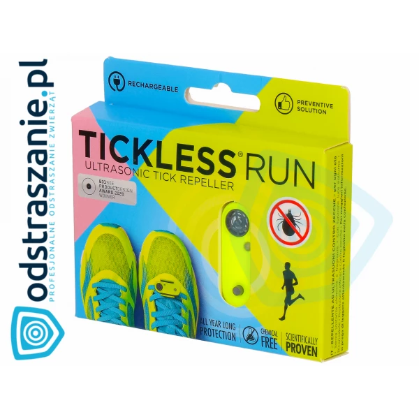 Urządzenie ultradźwiękowe na kleszcze TickLess Run UV YELLOW dla biegaczy.