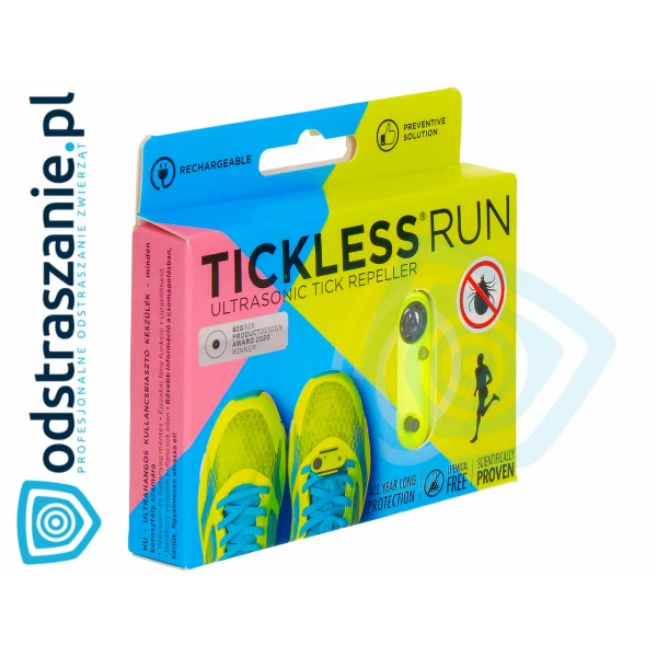 Urządzenie ultradźwiękowe na kleszcze TickLess Run UV YELLOW dla biegaczy.