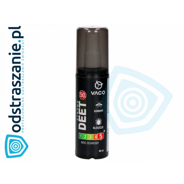 Środek na kleszcze, komary i meszki Vaco STRONG 50% DEET. Preparat spray 80ml.