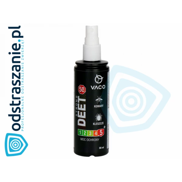 Środek na kleszcze, komary i meszki Vaco STRONG 50% DEET. Preparat spray 80ml.