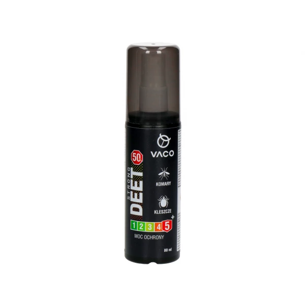 Środek na kleszcze, komary i meszki Vaco STRONG 50% DEET. Preparat spray 80ml.