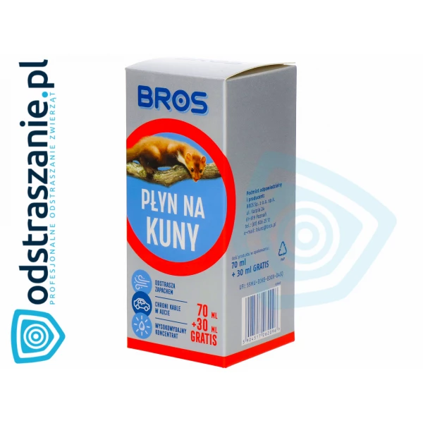 Płyn odstraszający na kuny. Ochrona kabli w samochodzie. Środek na kuny Bros 100ml