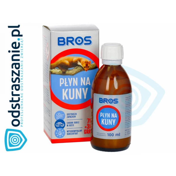 Płyn odstraszający na kuny. Ochrona kabli w samochodzie. Środek na kuny Bros 100ml