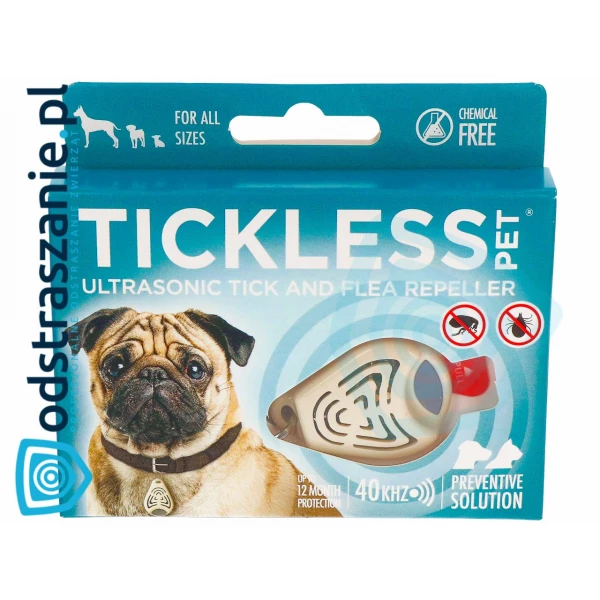 Urządzenie ultradźwiękowe na kleszcze i pchły dla psów Tickless Pet Beżowy.