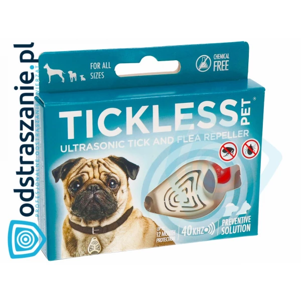 Urządzenie ultradźwiękowe na kleszcze i pchły dla psów Tickless Pet Beżowy.