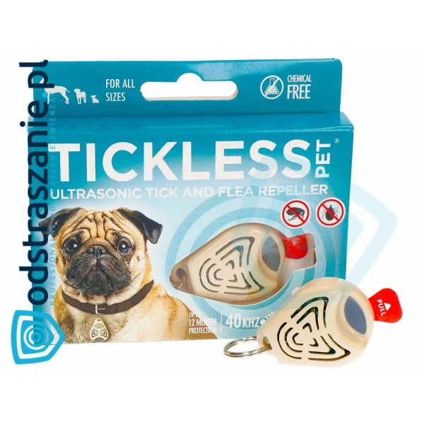 Urządzenie ultradźwiękowe na kleszcze i pchły dla psów Tickless Pet Beżowy.