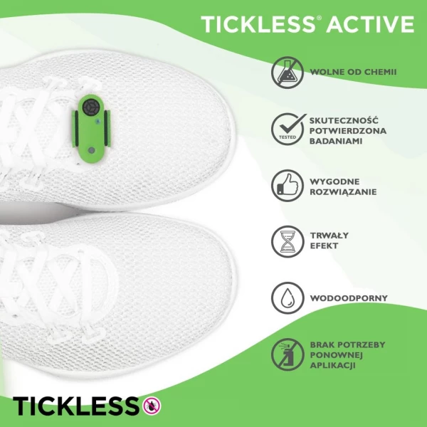 Urządzenie ultradźwiękowe na kleszcze TickLess ACTIVE GREEN dla aktywnych.