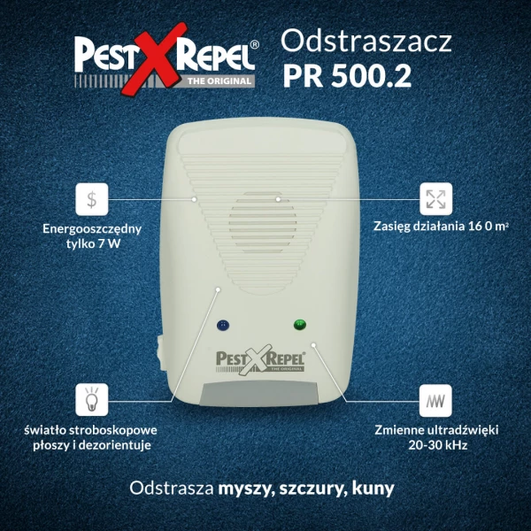 Odstraszacz myszy i szczurów do gniazdka, kontaktu. Pest-X 500.2.