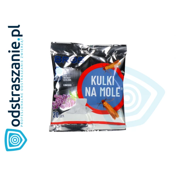 Kulki na mole w szafie BROS o zapachu lawendowym. Opakowanie 20szt.