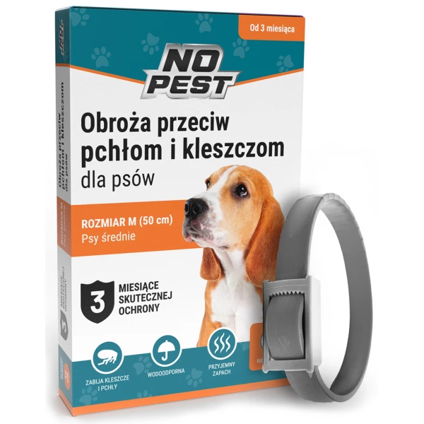 Obroża na kleszcze i pchły dla średniego psa rozmiar M/L, 50cm No Pest®