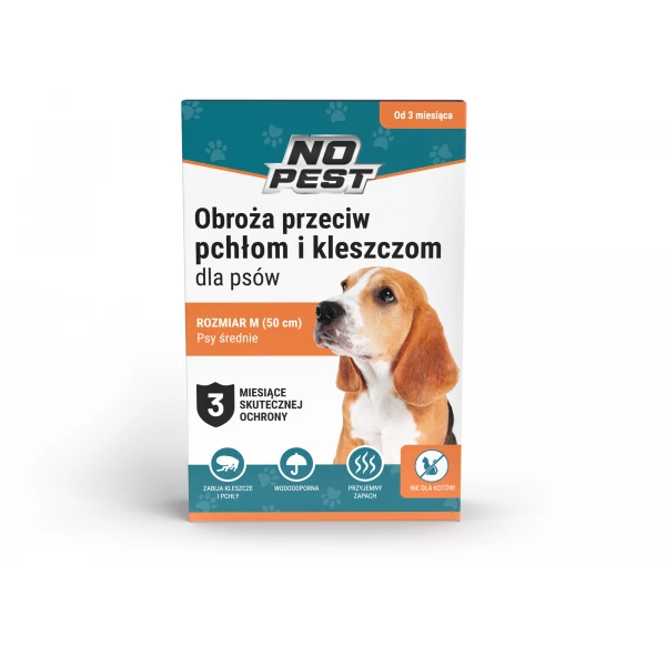 Obroża na kleszcze i pchły dla średniego psa rozmiar M/L, 50cm No Pest®