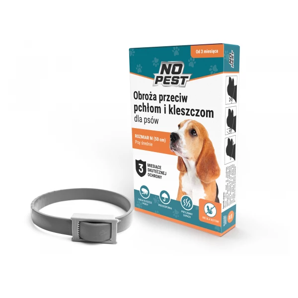 Obroża na kleszcze i pchły dla średniego psa rozmiar M/L, 50cm No Pest®