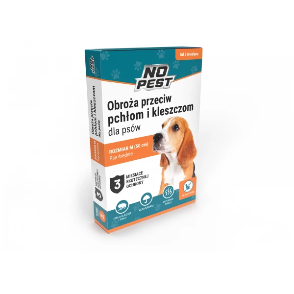Obroża na kleszcze i pchły dla średniego psa rozmiar M/L, 50cm No Pest®
