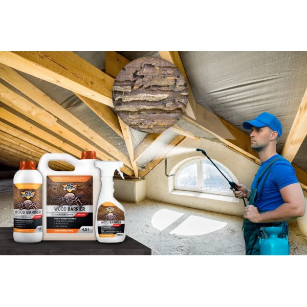 Środek na korniki, spuszczele, kołatki NO PEST WOOD BARRIER spray 450ML.
