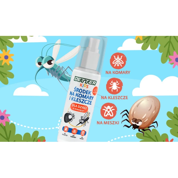 Środek na kleszcze, komary i meszki dla małych dzieci 6mc Detter® Kids 80ml