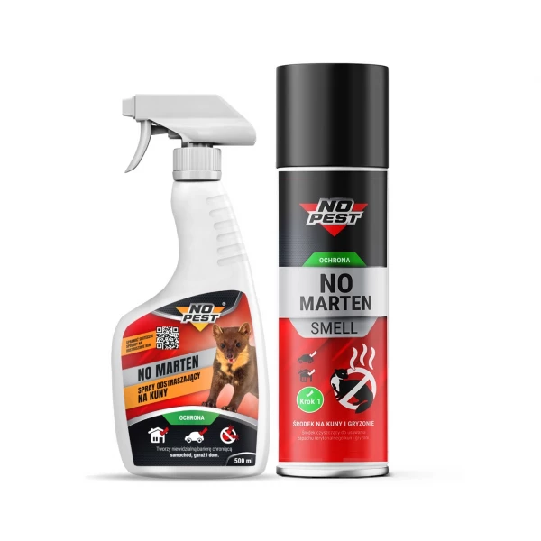 Środek odstraszający kuny. Preparat NO-MARTEN spray RTU zestaw.