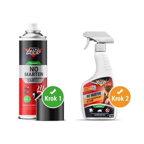 Środek odstraszający kuny. Preparat NO-MARTEN spray RTU zestaw.