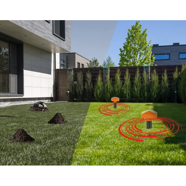 Solarny odstraszacz kretów, nornic 1800 m² No Pest® Thor Hammer Repeller