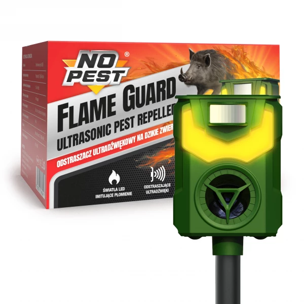 Ultradźwiękowy odstraszacz kotów, psów No Pest® Flame Guard