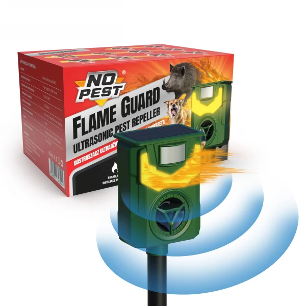Ultradźwiękowy odstraszacz kotów, psów No Pest® Flame Guard