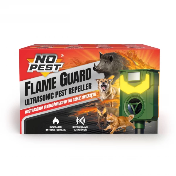 Ultradźwiękowy odstraszacz kotów, psów No Pest® Flame Guard