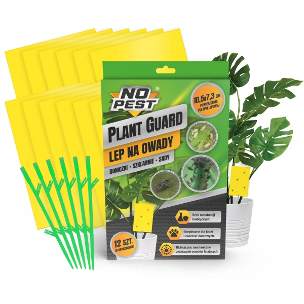 Żółty lep do doniczek na ziemiórki i inne owady Plant Guard No Pest® 10.5x7.3 cm 12 szt