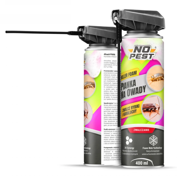Środek na karaluchy, prusaki, rybiki spray pianka preparat No Pest® Killer Foam 