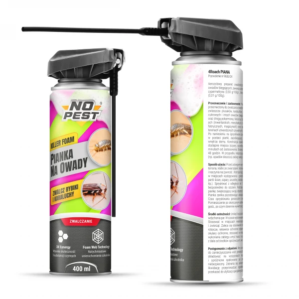 Środek na karaluchy, prusaki, rybiki spray pianka preparat No Pest® Killer Foam 