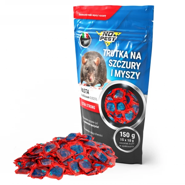 Trutka na szczury i myszy, gryzonie No Pest® brodifakum niebieska pasta w saszetkach 150g