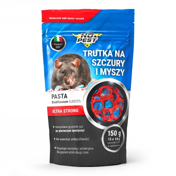Trutka na szczury i myszy, gryzonie No Pest® brodifakum niebieska pasta w saszetkach 150g