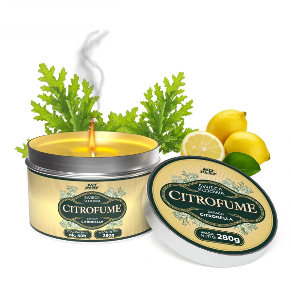 Citronella świeca sojowa 280g w puszce 40h palenia