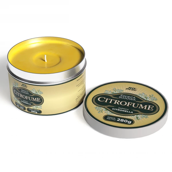 Citronella świeca sojowa 280g w puszce 40h palenia