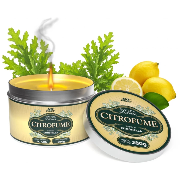 Citronella świeca sojowa 280g w puszce 40h palenia