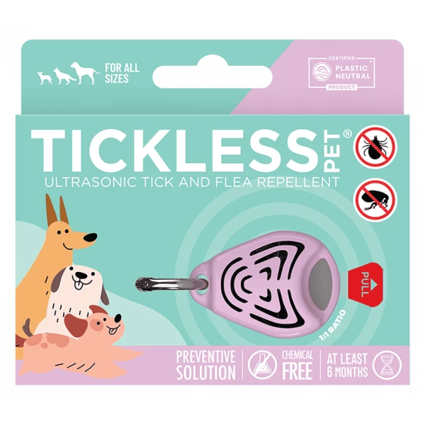 Urządzenie ultradźwiękowe na kleszcze i pchły dla psów Tickless Pet na kleszcze dla psa różowy. 