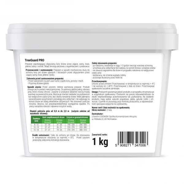 Środek na jelenie, sarny, bobry, zające do ochrony drzew przed obgryzaniem 1kg Tree Guard PRO No Pest®