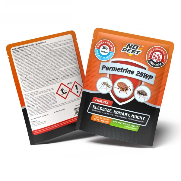 Permetryna 25% na kleszcze, komary, muchy, pluskwy 10 sztuk x 25g Permetrine 25WP No Pest® 