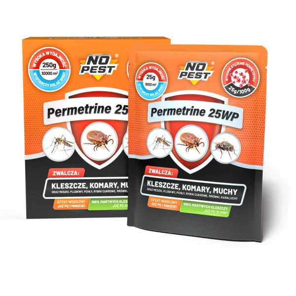 Permetryna 25% na kleszcze, komary, muchy, pluskwy 10 sztuk x 25g Permetrine 25WP No Pest® 