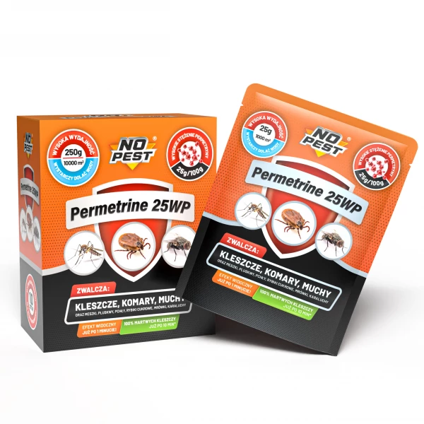 Permetryna 25% na kleszcze, komary, muchy, pluskwy 10 sztuk x 25g Permetrine 25WP No Pest® 