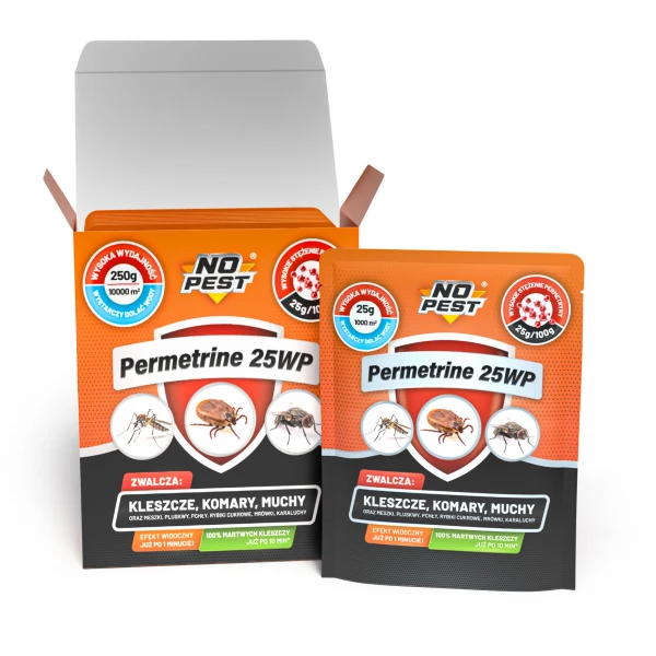 Permetryna 25% na kleszcze, komary, muchy, pluskwy 10 sztuk x 25g Permetrine 25WP No Pest® 