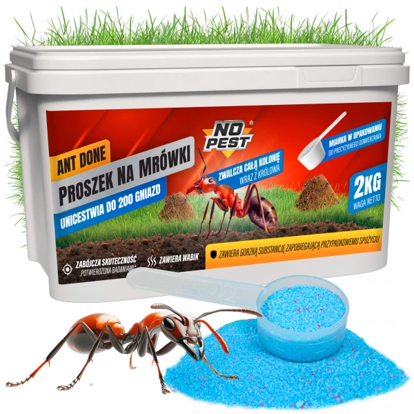 Proszek na mrówki 2kg No Pest® Ant Done granulat. Środek na mrówki w domu, ogrodzie.