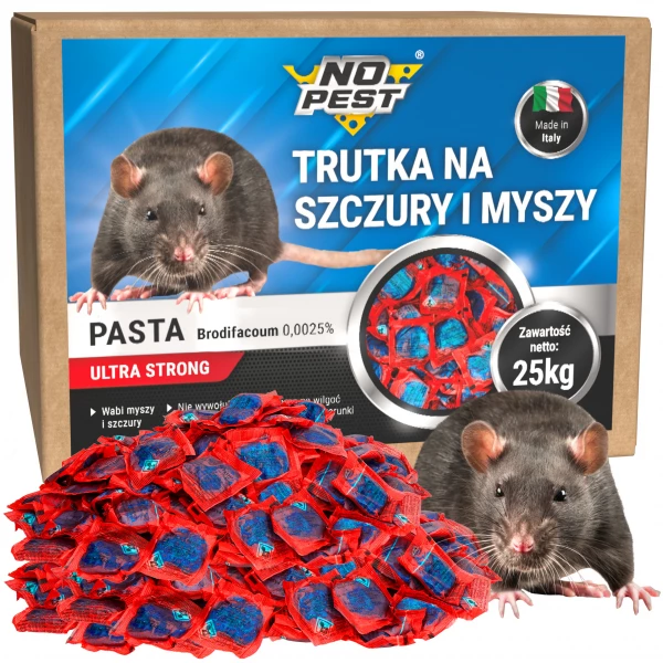 Trutka na szczury i myszy, gryzonie No Pest® brodifakum niebieska pasta w saszetkach 1kg