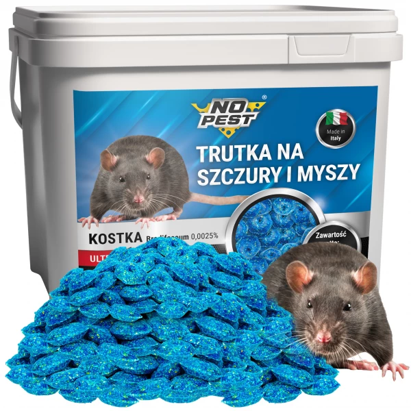 Trutka na szczury, myszy, gryzonie No Pest® niebieska kostka brodifakum 5kg.