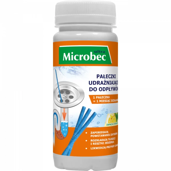 Pałeczki udrażniające do odpływów Bros Microbec Ultra 12szt. Zapach cytrynowy.