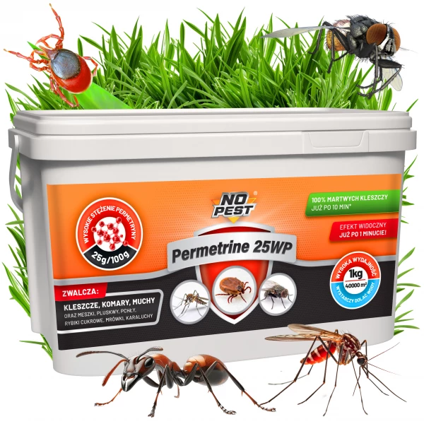 Permetryna 25% na kleszcze, komary, muchy, pluskwy Permetrine 25WP No Pest® 1kg
