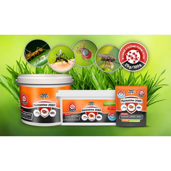 Permetryna 25% na kleszcze, komary, muchy, pluskwy Permetrine 25WP No Pest® 1kg