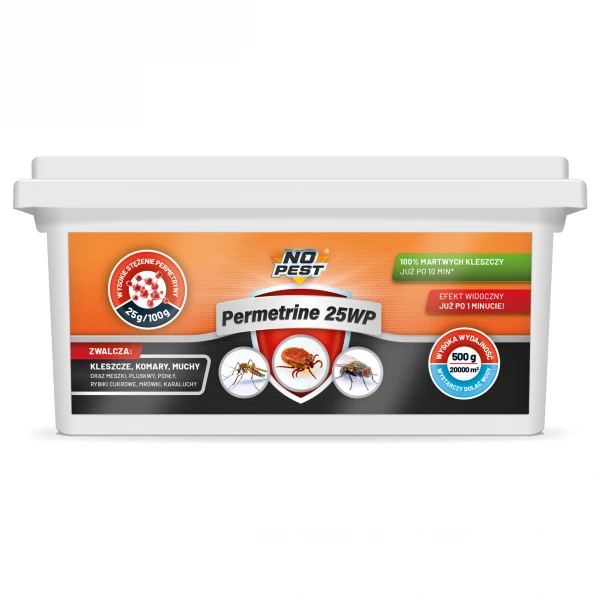Permetryna 25% na kleszcze, komary, muchy, pluskwy Permetrine 25WP No Pest® 500g