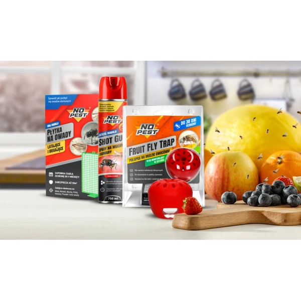 Pułapka na muszki owocówki jabłuszko No Pest® z wabikiem + żółte lepy Plant Guard No Pest® 15 sztuk