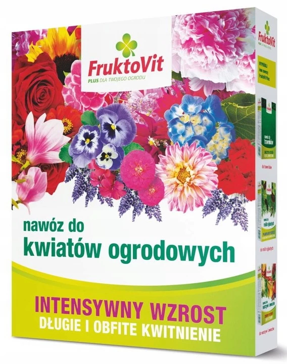 Fruktovit, nawóz do kwiatów ogrodowych, mineralny granulat, Fruktovit Plus, nawóz do roślin ozdobnych, nawożenie rabat, kwiaty ogrodowe, nawóz NPK, nawóz do hortensji, nawóz do róż, Grupa Inco, preparat do roślin ozdobnych, granulowany nawóz, pielęgnacja kwiatów, nawożenie ogrodu
