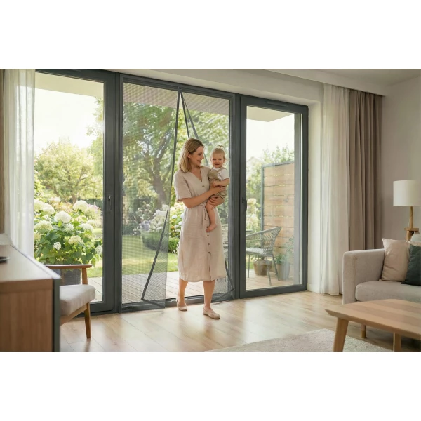 Moskitiera na drzwi balkonowe magnetyczna samozamykająca antracyt 100x220cm Silent Screen No Pest®