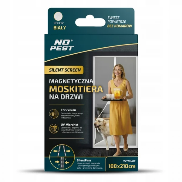  Moskitiera na drzwi balkonowe magnetyczna samozamykająca biała 100x220cm Silent Screen No Pest®